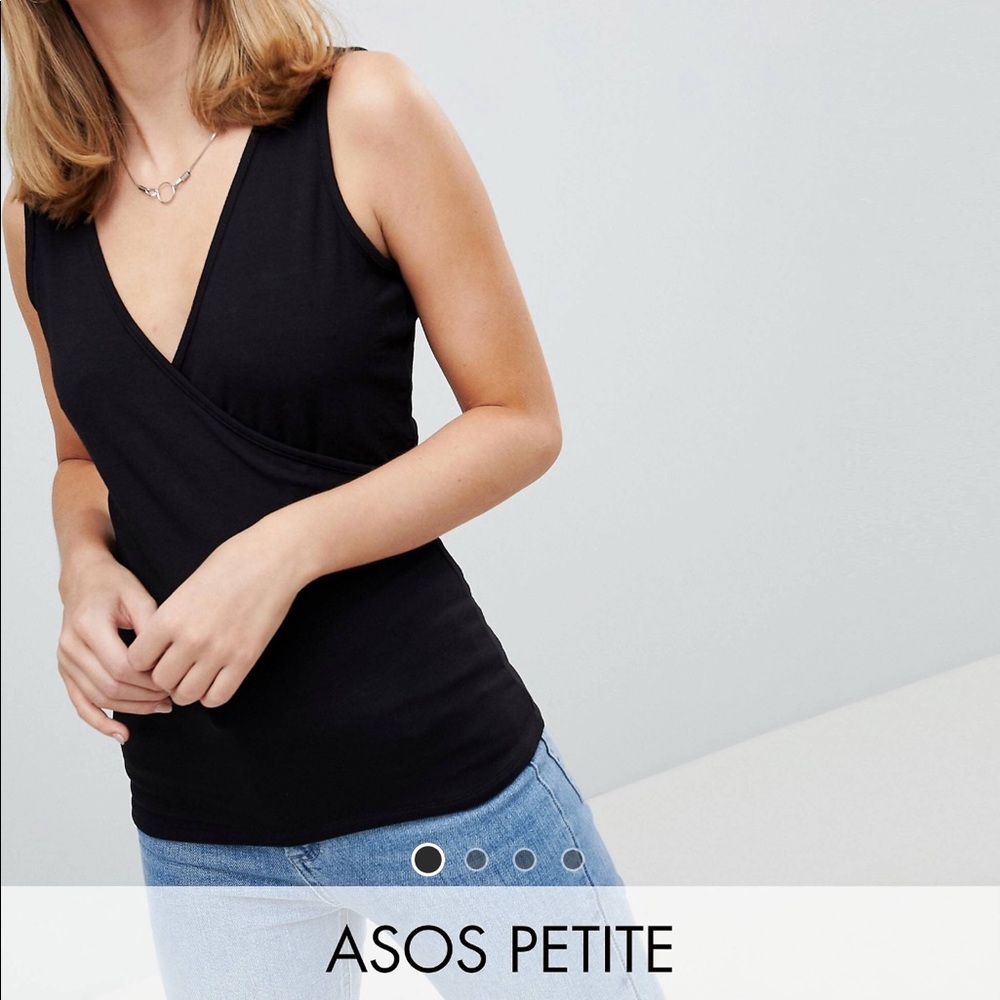 ASOS petite black wrap top